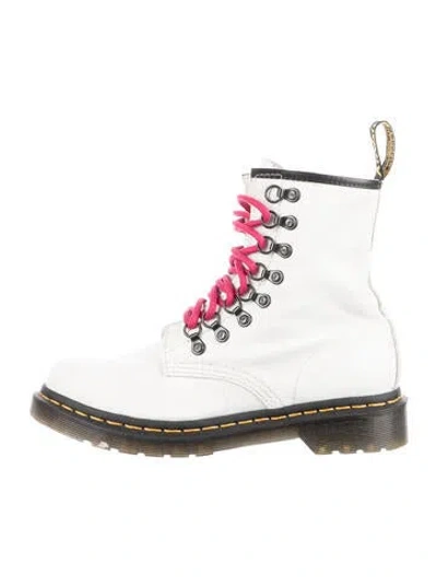 Pre-owned Dr. Martens Leather Combat Boots In White