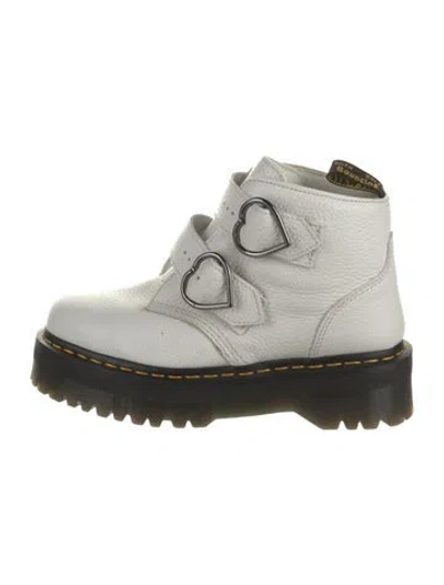 Pre-owned Dr. Martens Leather Combat Boots In White