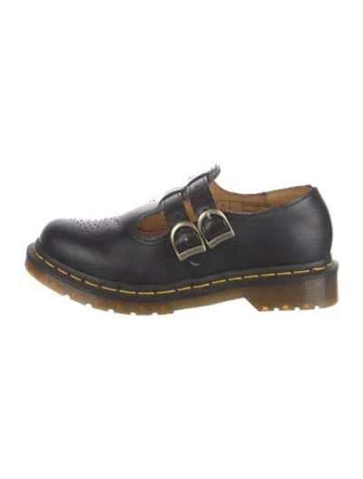 Pre-owned Dr. Martens Leather Cutout Accent Mary Jane Flats In Black