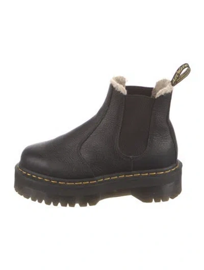 Pre-owned Dr. Martens Leather Faux Fur Trim Chelsea Boots In Black