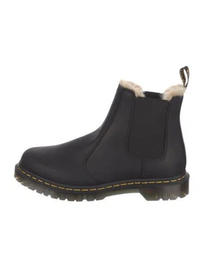Pre-owned Dr. Martens Leather Faux Fur Trim Chelsea Boots In Black