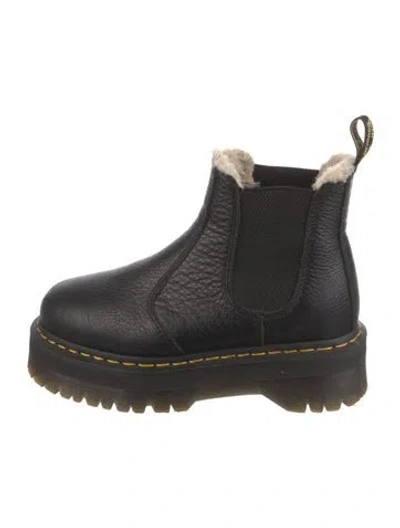 Pre-owned Dr. Martens Leather Faux Fur Trim Chelsea Boots In Black