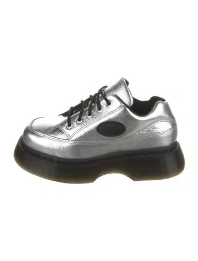 Pre-owned Dr. Martens Leather Flats In Silver