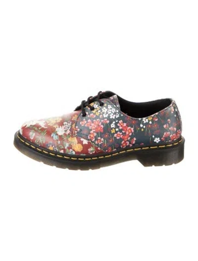 Pre-owned Dr. Martens Leather Floral Print Sneakers In Blue