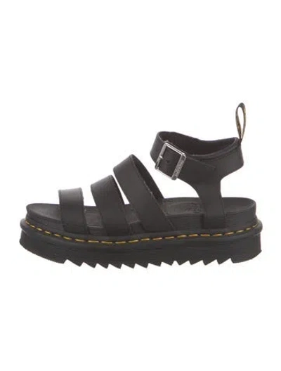 Pre-owned Dr. Martens Leather Gladiator Sandals In Black
