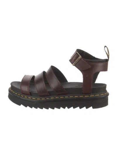 Pre-owned Dr. Martens Leather Gladiator Sandals In Burgundy