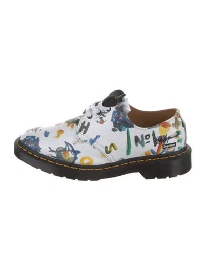 Pre-owned Dr. Martens Leather Graphic Print Flats In Blue