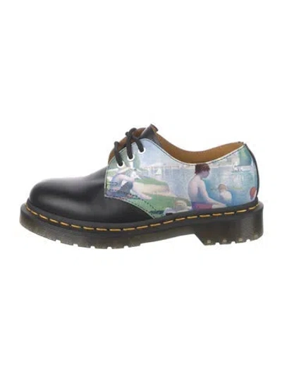 Pre-owned Dr. Martens Leather Graphic Print Oxfords In Black