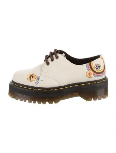 Pre-owned Dr. Martens Leather Graphic Print Oxfords In Neutrals