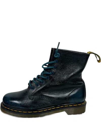 Dr. Martens' Leather Lace-up Biker Boots In Blue