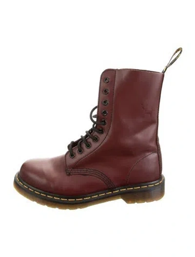 Pre-owned Dr. Martens Leather Lace-up Boots In Black/burgundy