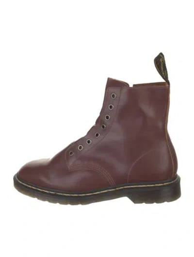 Pre-owned Dr. Martens Leather Lace-up Boots In Burgundy