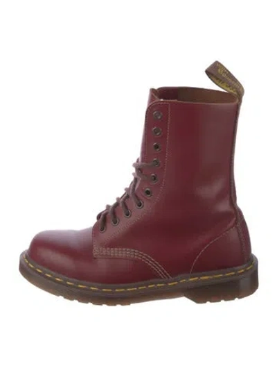Pre-owned Dr. Martens Leather Lace-up Boots In Burgundy