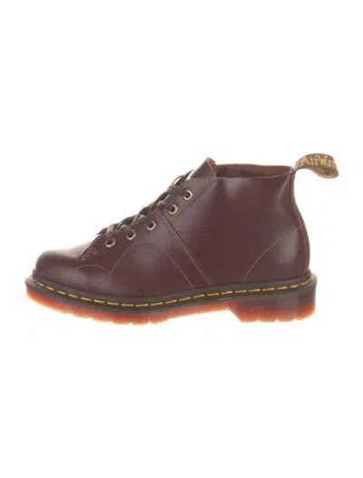 Pre-owned Dr. Martens Leather Lace-up Boots In Burgundy