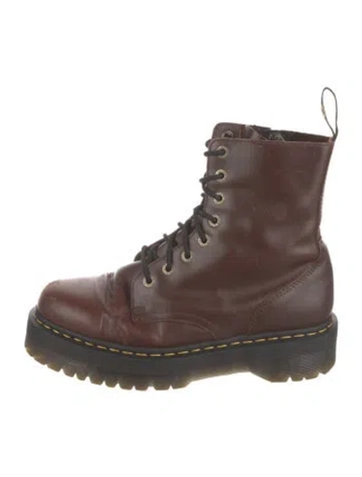 Pre-owned Dr. Martens Leather Lace-up Boots In Burgundy
