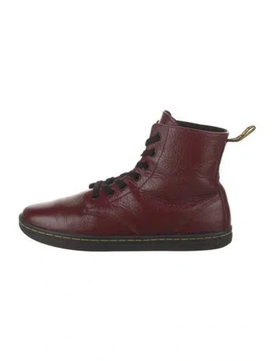 Pre-owned Dr. Martens Leather Lace-up Boots In Burgundy