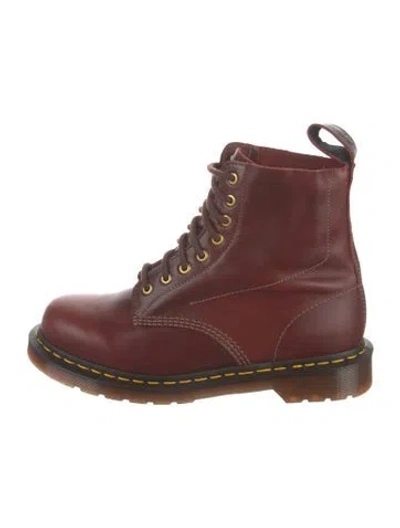 Pre-owned Dr. Martens Leather Lace-up Boots In Burgundy