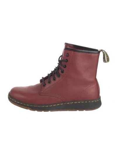 Pre-owned Dr. Martens Leather Lace-up Boots In Red