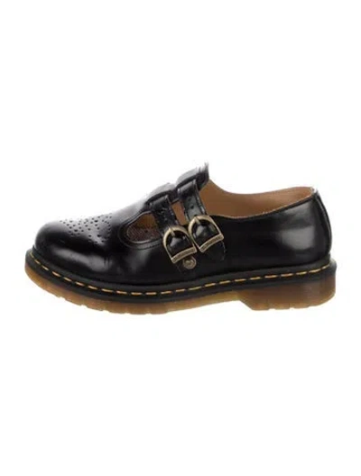 Pre-owned Dr. Martens Leather Lasercut Accents Mary Jane Flats In Black