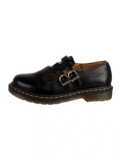Pre-owned Dr. Martens Leather Lasercut Accents Mary Jane Flats In Black