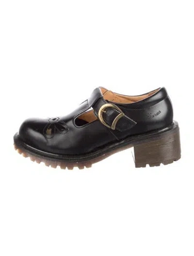 Pre-owned Dr. Martens Leather Mary Jane Flats In Black