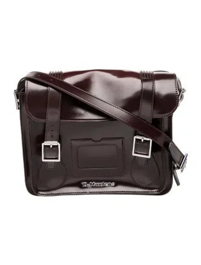 Pre-owned Dr. Martens Leather Messenger Bag In Burgundy