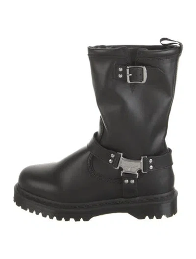 Pre-owned Dr. Martens Leather Moto Boots In Black