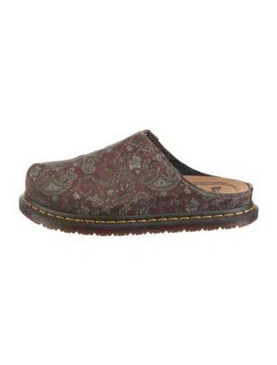 Pre-owned Dr. Martens Leather Paisley Print Mules In Brown