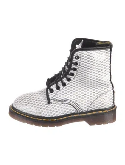 Pre-owned Dr. Martens Leather Patterned Combat Boots In Silver