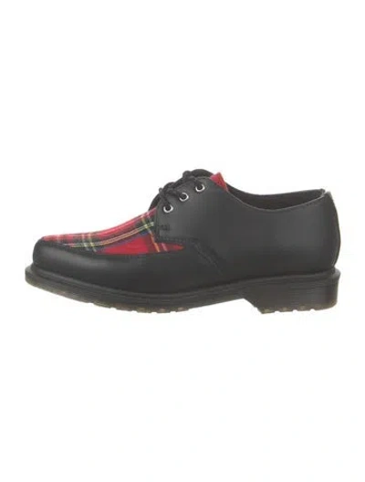 Pre-owned Dr. Martens Leather Plaid Print Oxfords In Black