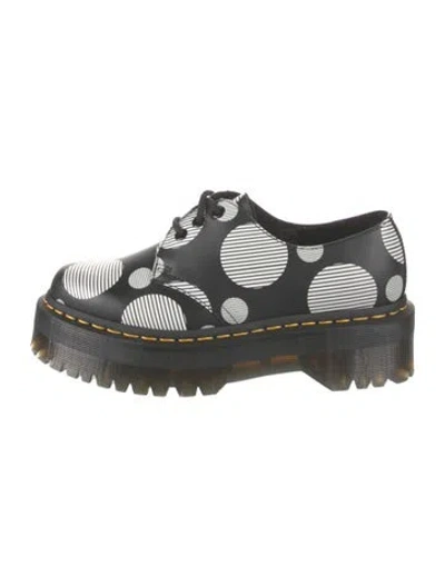 Pre-owned Dr. Martens Leather Polka Dot Print Mules In Black