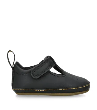 Dr. Martens' Kids' Leather Polley T-bar Crib Shoes In Black