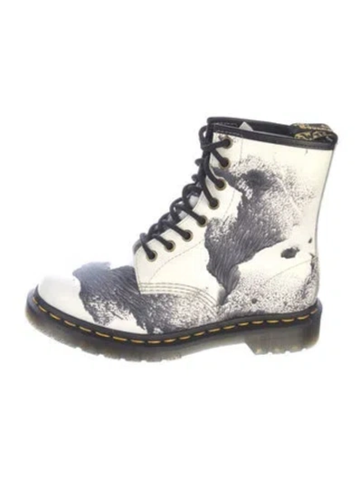 Pre-owned Dr. Martens Leather Printed Combat Boots In Multi