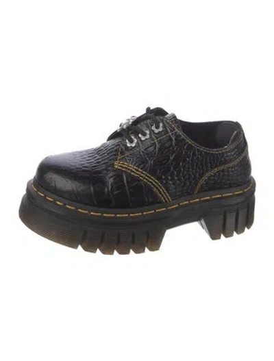 Pre-owned Dr. Martens Leather Printed Oxfords In Black