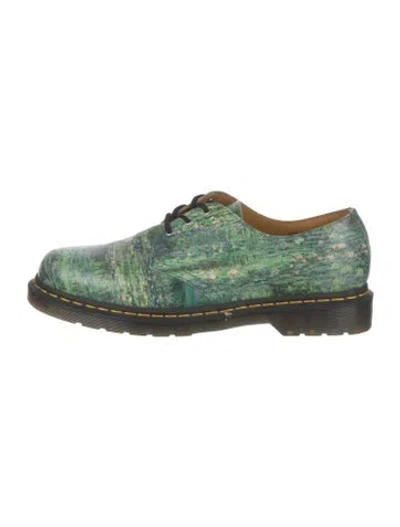 Pre-owned Dr. Martens Leather Printed Oxfords In Green