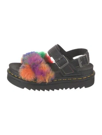 Pre-owned Dr. Martens Leather Printed Slingback Sandals In Black