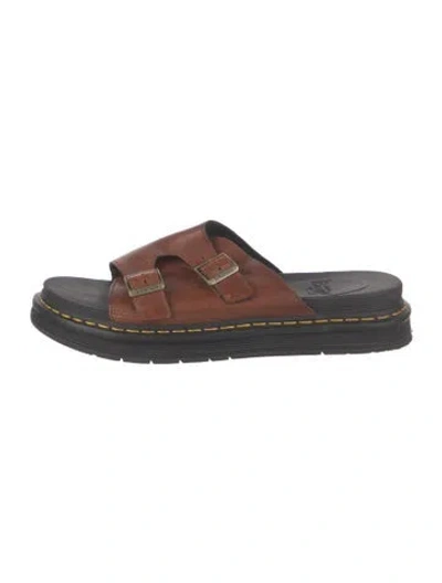 Pre-owned Dr. Martens Leather Slides In Brown