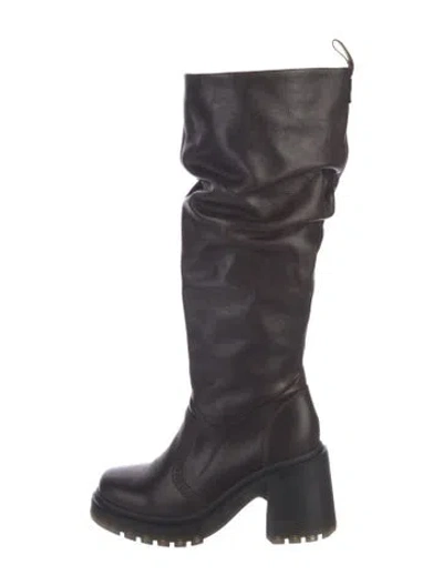 Pre-owned Dr. Martens Leather Slouch Boots In Brown