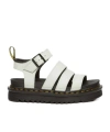 Dr. Martens' Blaire Hydro Leather Strap Sandals In White In Black