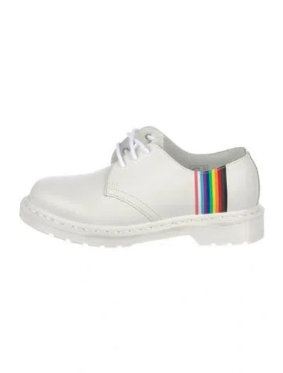 Pre-owned Dr. Martens Leather Striped Oxfords In White