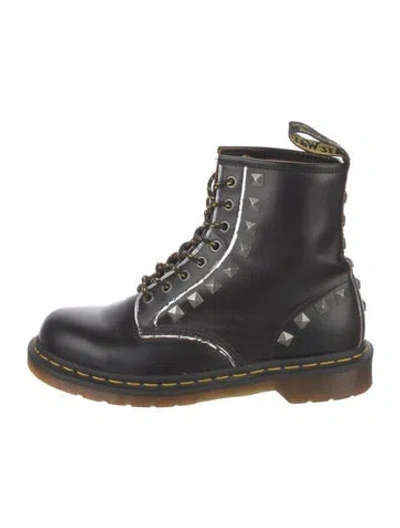 Pre-owned Dr. Martens Leather Studded Accents Combat Boots In Black