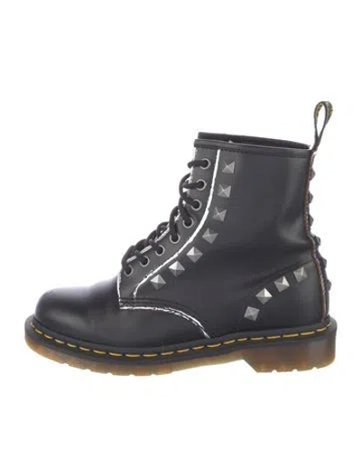 Pre-owned Dr. Martens Leather Studded Accents Combat Boots In Blue