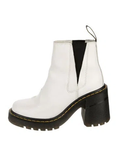 Pre-owned Dr. Martens Leather Whipstitch Trim Chelsea Boots In White
