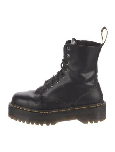 Pre-owned Dr. Martens Leather Whipstitch Trim Combat Boots In Black