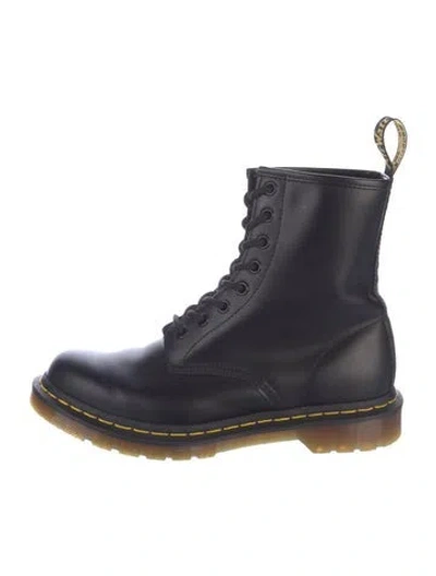 Pre-owned Dr. Martens Leather Whipstitch Trim Combat Boots In Black