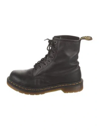 Pre-owned Dr. Martens Leather Whipstitch Trim Combat Boots In Black
