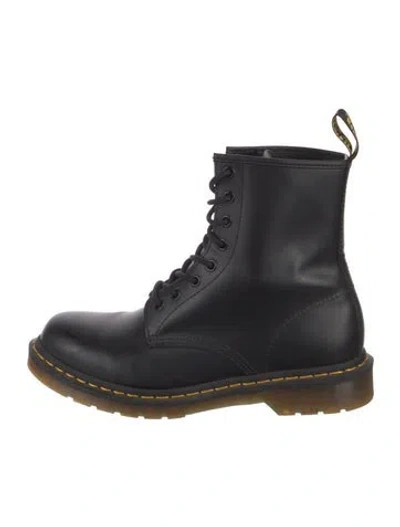 Pre-owned Dr. Martens Leather Whipstitch Trim Combat Boots In Black