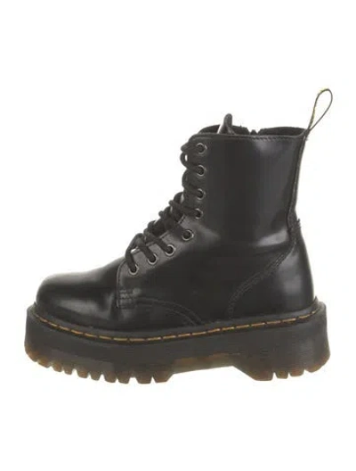 Pre-owned Dr. Martens Leather Whipstitch Trim Combat Boots In Black