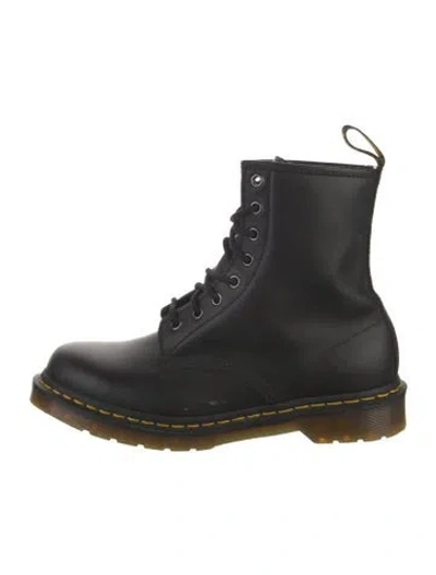 Pre-owned Dr. Martens Leather Whipstitch Trim Combat Boots In Black