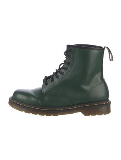 Pre-owned Dr. Martens Leather Whipstitch Trim Combat Boots In Green